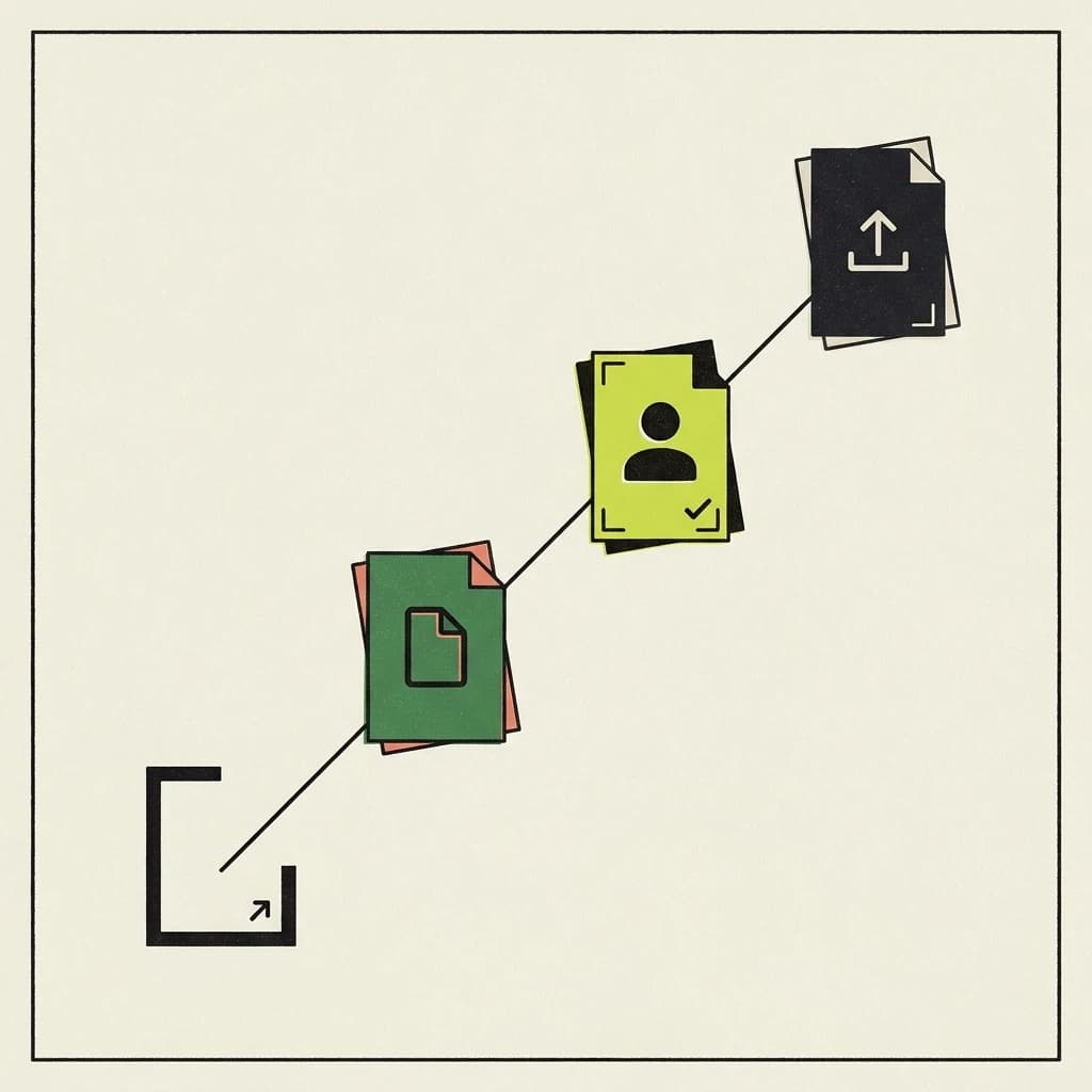 An editorial evidence chain moving from repository source to human-reviewed output